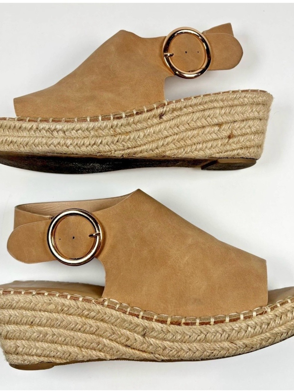 Catherine Malandrino Y2K Espadrille Wedge Sandals Sz 9.5 Tan Suede Open Toe